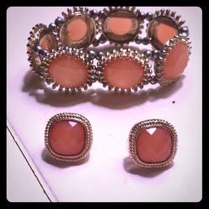 Coral pink bracelet matching earrings